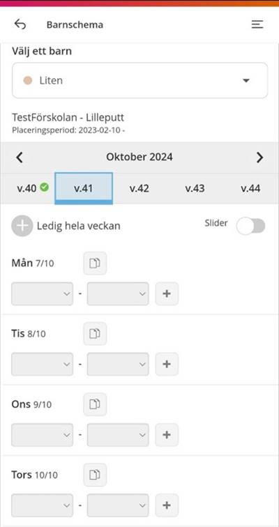 Visar en bild på barnschemavyn från Edlevo appen