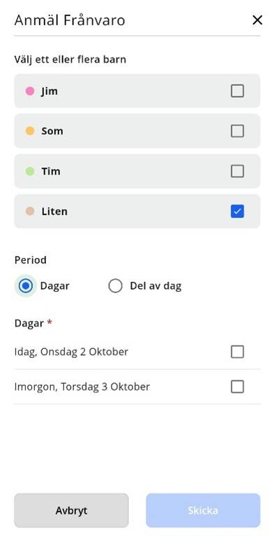 visar en bild på hur man anmäler frånvaro i Edlevo appen