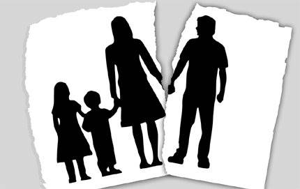 Illustration som symboliserar en splittrad familj