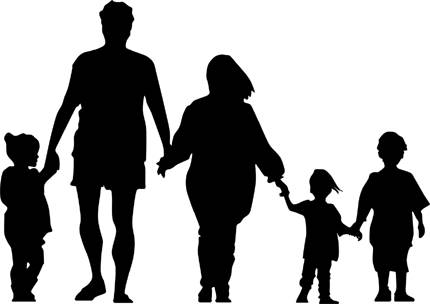 Siluetter av familj